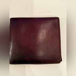 YSL Men's Vintage Wallet. Dark Burgundy Brown. Soft leather. See photos for wear